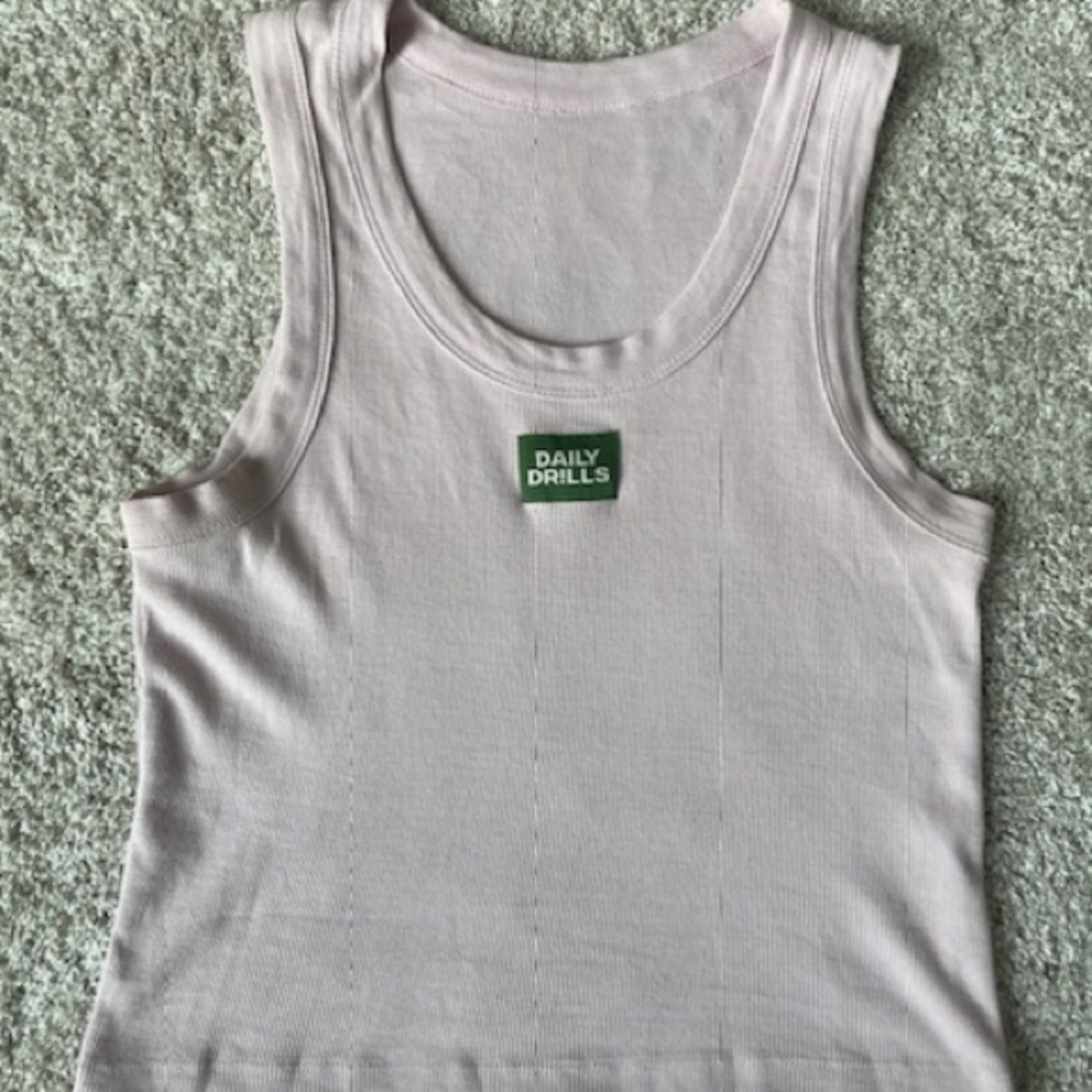 Daily Drills Logo Ribbed Tank in Ladybird size M/L